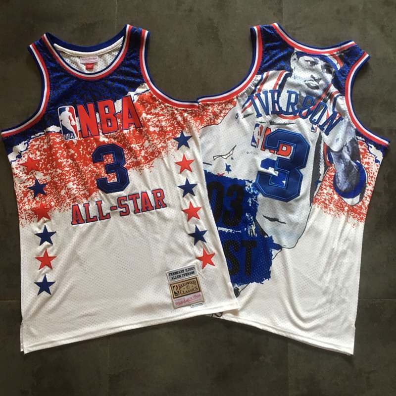 Men 2019 NBA Nike ALL Star Philadelphia 76ers #3 Iverson white Mitchell Ness jersey->orlando magic->NBA Jersey